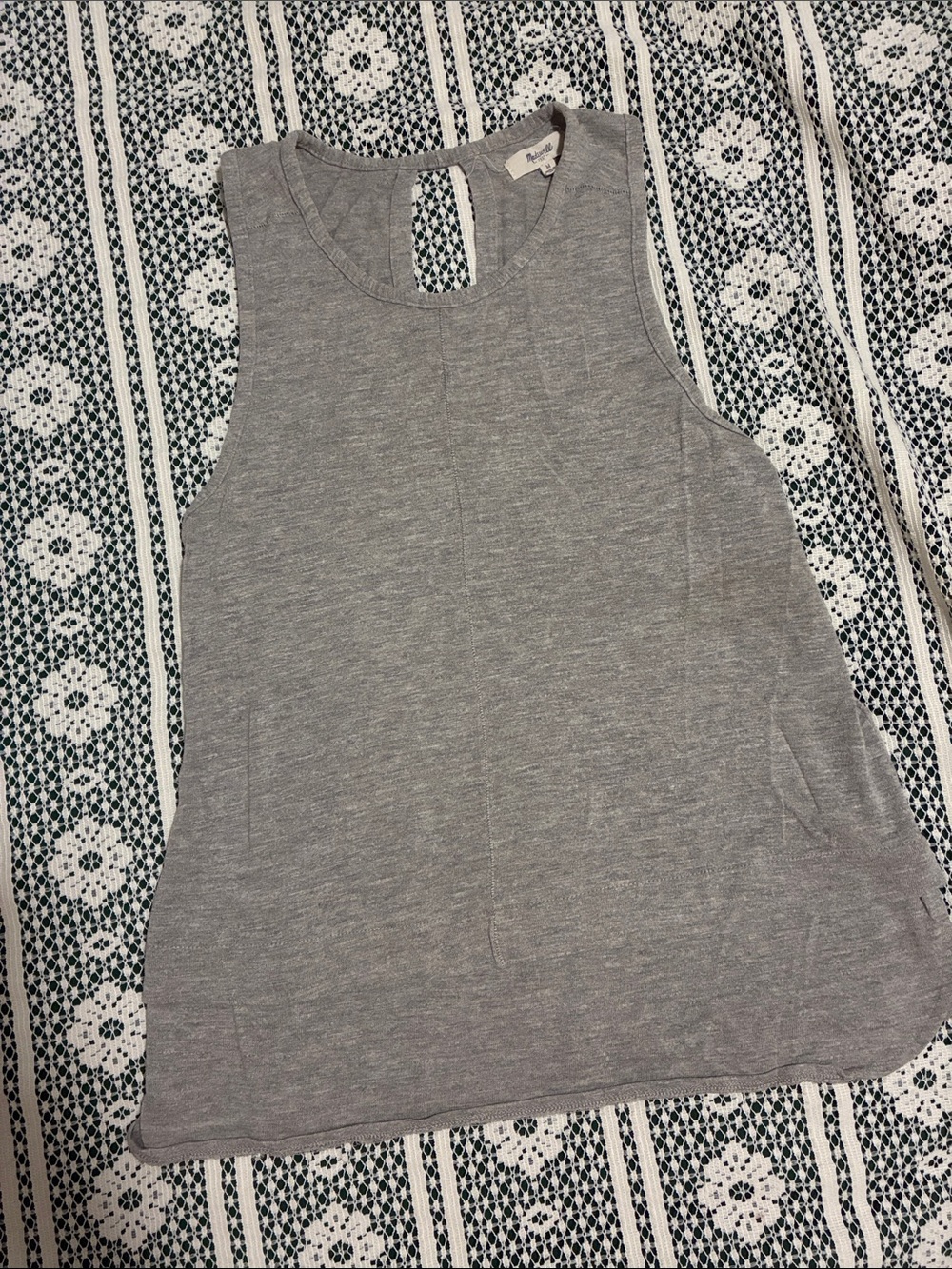 Madewell Gray Tank with Keyhole and False Layers